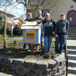 Photo of the 2013 installation crew for the Peace Luther Church Little Free Library